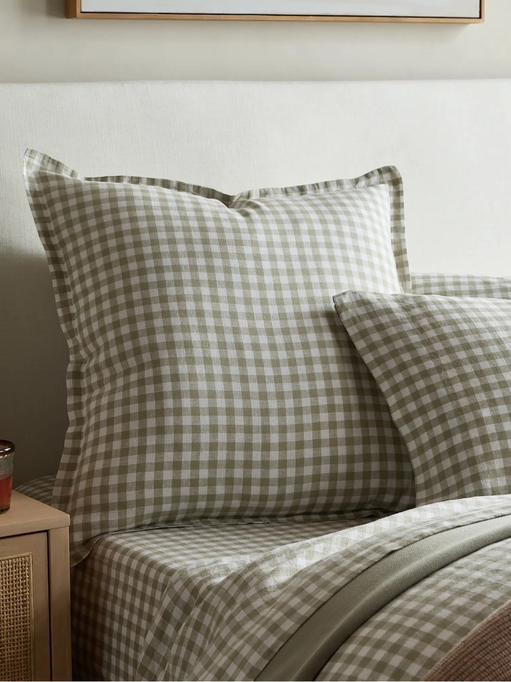 Quince Euro Sham Willowleaf / White Gingham European Linen 26x26